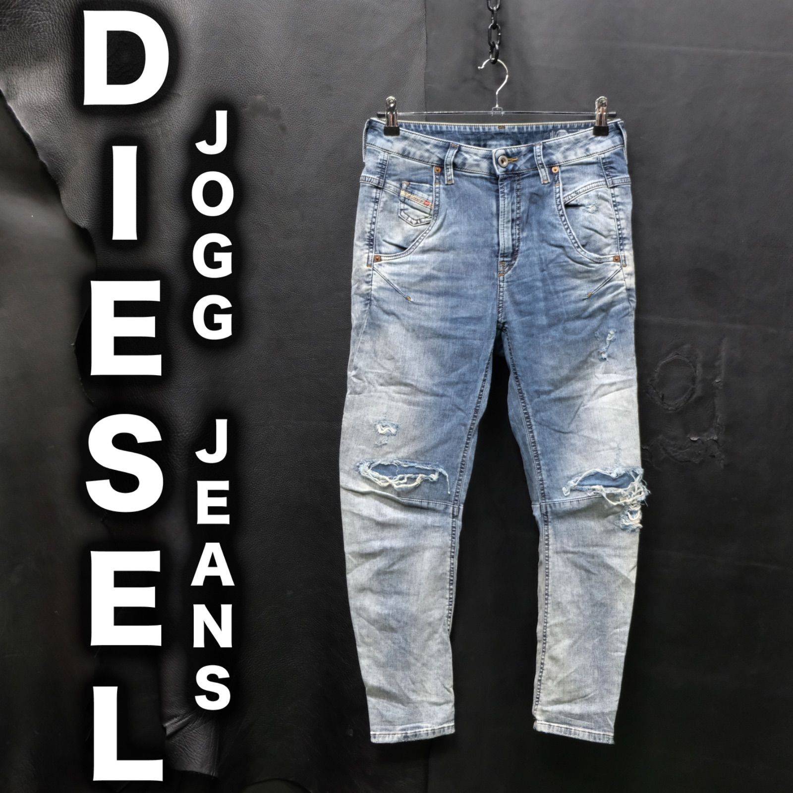 DIESEL FAYZA-NE ジョグジーンズ ダメージ加工 スウェットデニム W23/約74cm ジョガーパンツ ストレッチ 069FC  ボーイフレンドデニム - メルカリ