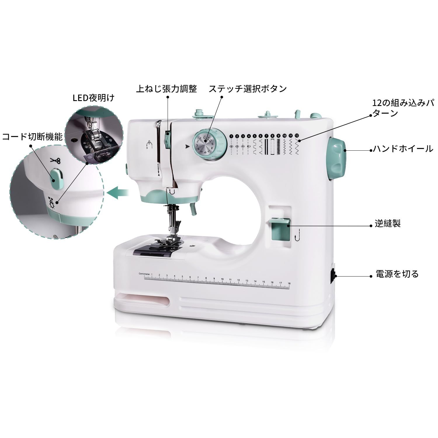 返し縫い機能付 LED手元ランプ