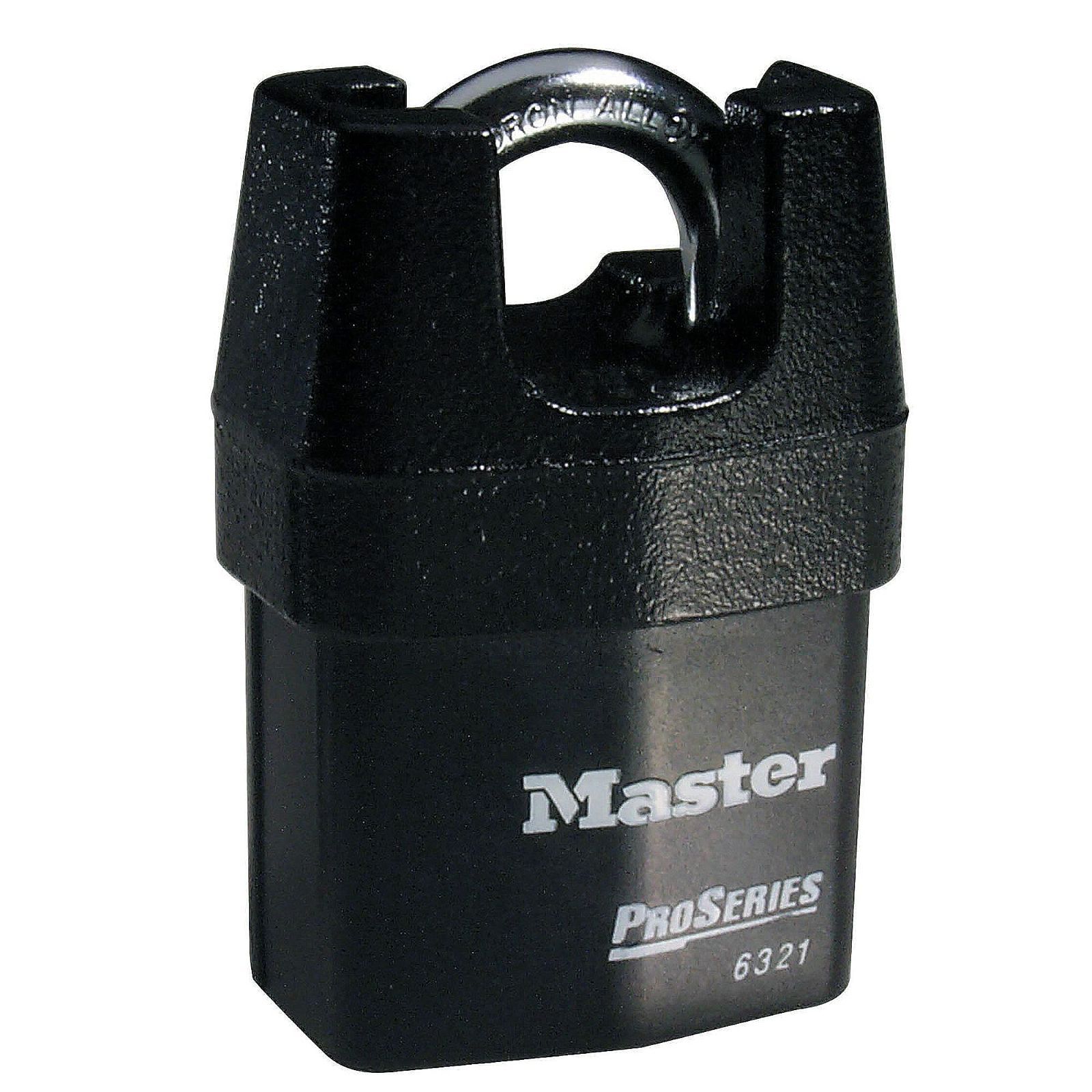 Master Lock (マスターロック) 南京錠 鍵式 プロ仕様 屋外 カバー付 ハイセキュリティ シャックルガード 本体幅54mm 吊高内径19mm 防犯 6321JAD