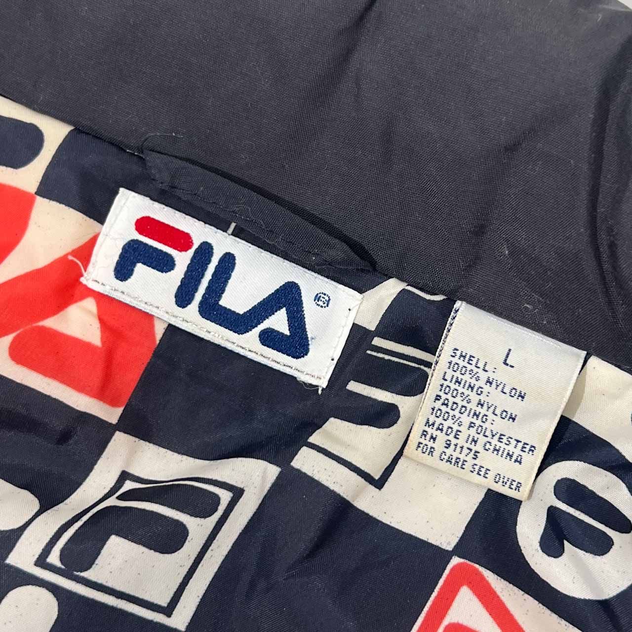 90s FILA フィラ 裏地デザイン 中綿 ビッグ ロゴ スキー ジャケット