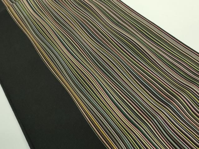 平和屋着物■極上　本場筑前博多織　草木染　手織工房　染匠：小森久　八寸名古屋帯　間道　筑前秋月　黒地証紙付き　逸品　DZAA8956kh5 平和屋着物□極上 本場筑前博多織 草木染 手織工房 染匠：小森久 八寸