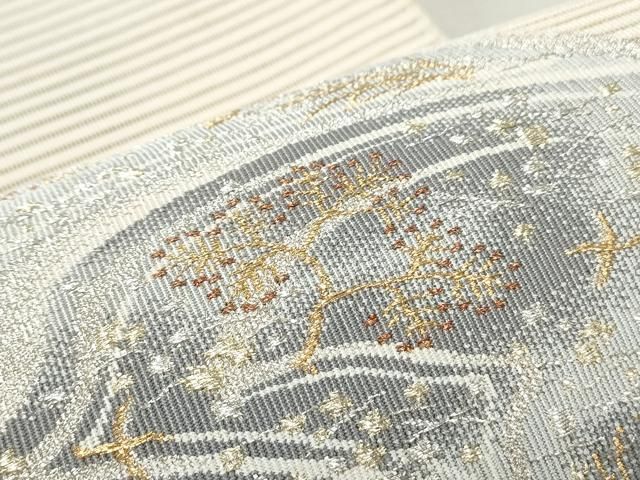平和屋着物＊夏物 絽綴れ 八寸名古屋帯 抽象文様 金銀糸 正絹 逸品