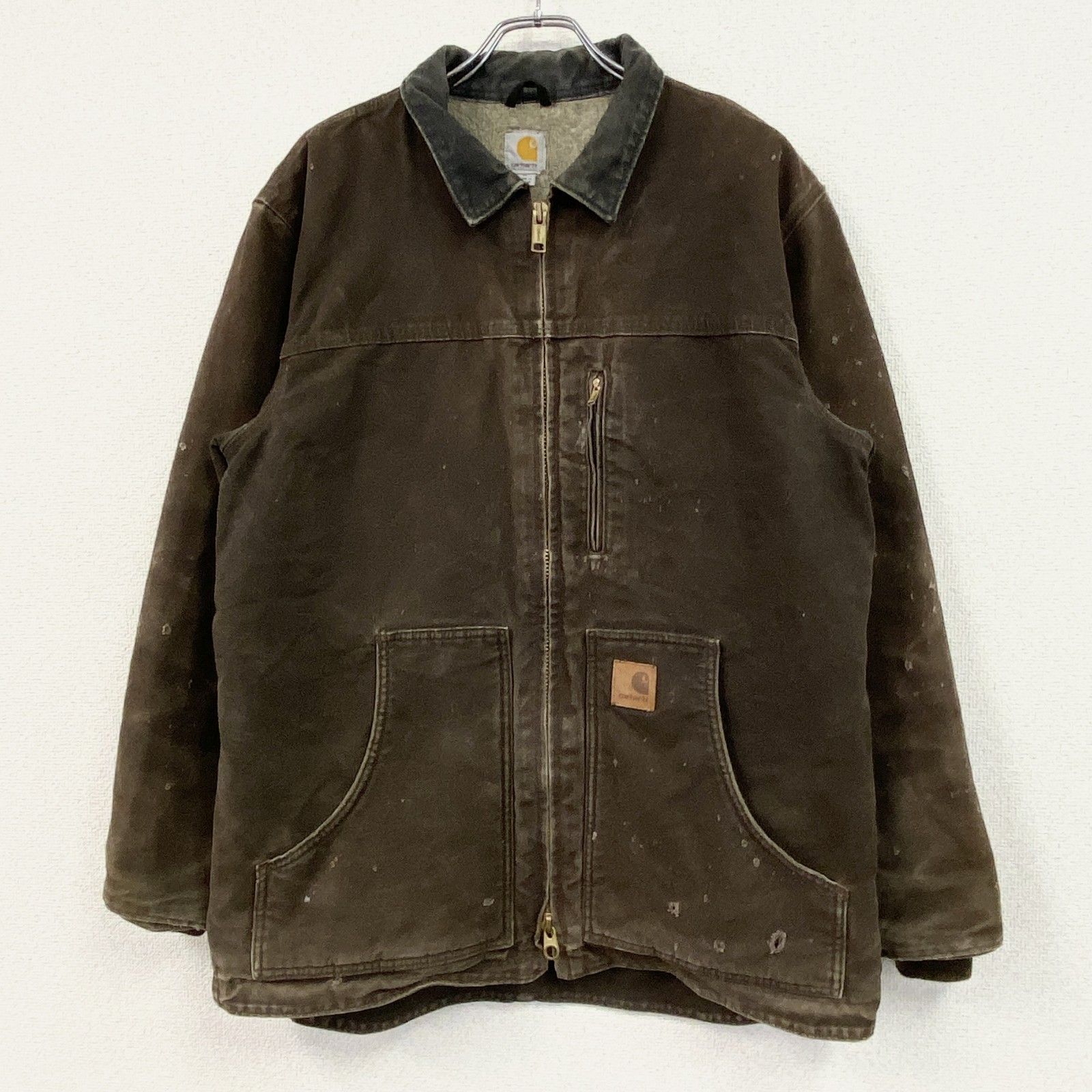 古着 used Carhartt カーハート ダックワークジャケット ボアライナー 焦げ茶 ダークブラウン Mサイズ