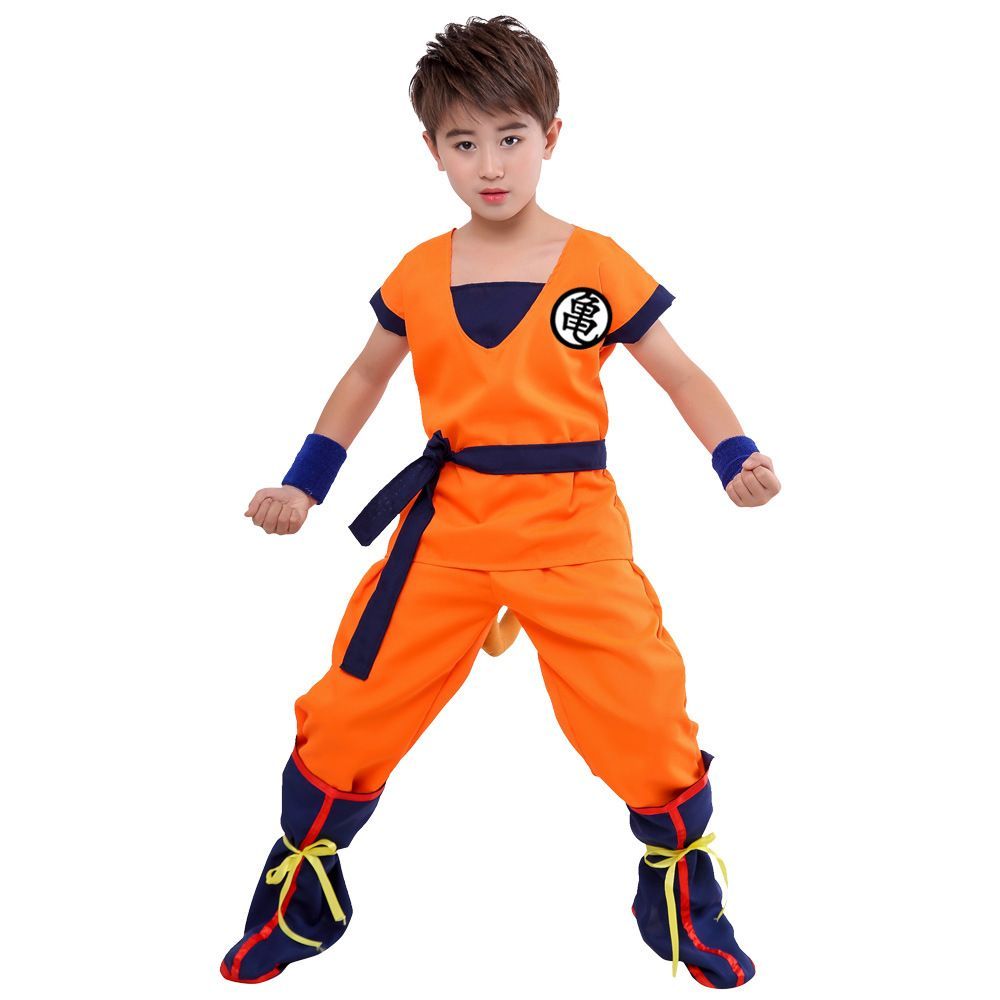 ドラゴンボール 子供 コスプレ 亀文字 悟文字 ハロウィン 仮装 孫悟空 武道着 亀仙流 ハロウィンコスプレ こすぷれ 文化祭 パーティー 変装 6点セット男女兼用 プレゼント