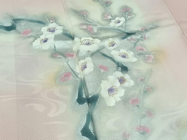 平和屋着物□訪問着 流水枝花文 暈し染め 金彩 正絹 逸品