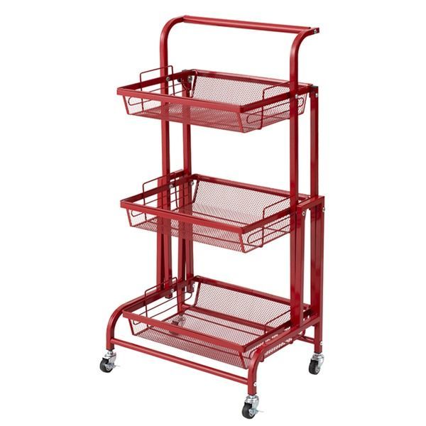 2個セット マルチワゴン ROBUST レッド キッチンワゴン ラック 収納 多肉棚 収納 スリム キャスター付 DIY オシャレ スライド 業務用 NK-380