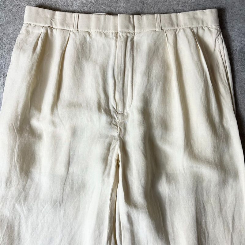 90s POLO RALPH LAUREN 2タック リネン シルク スラックス パンツ 34