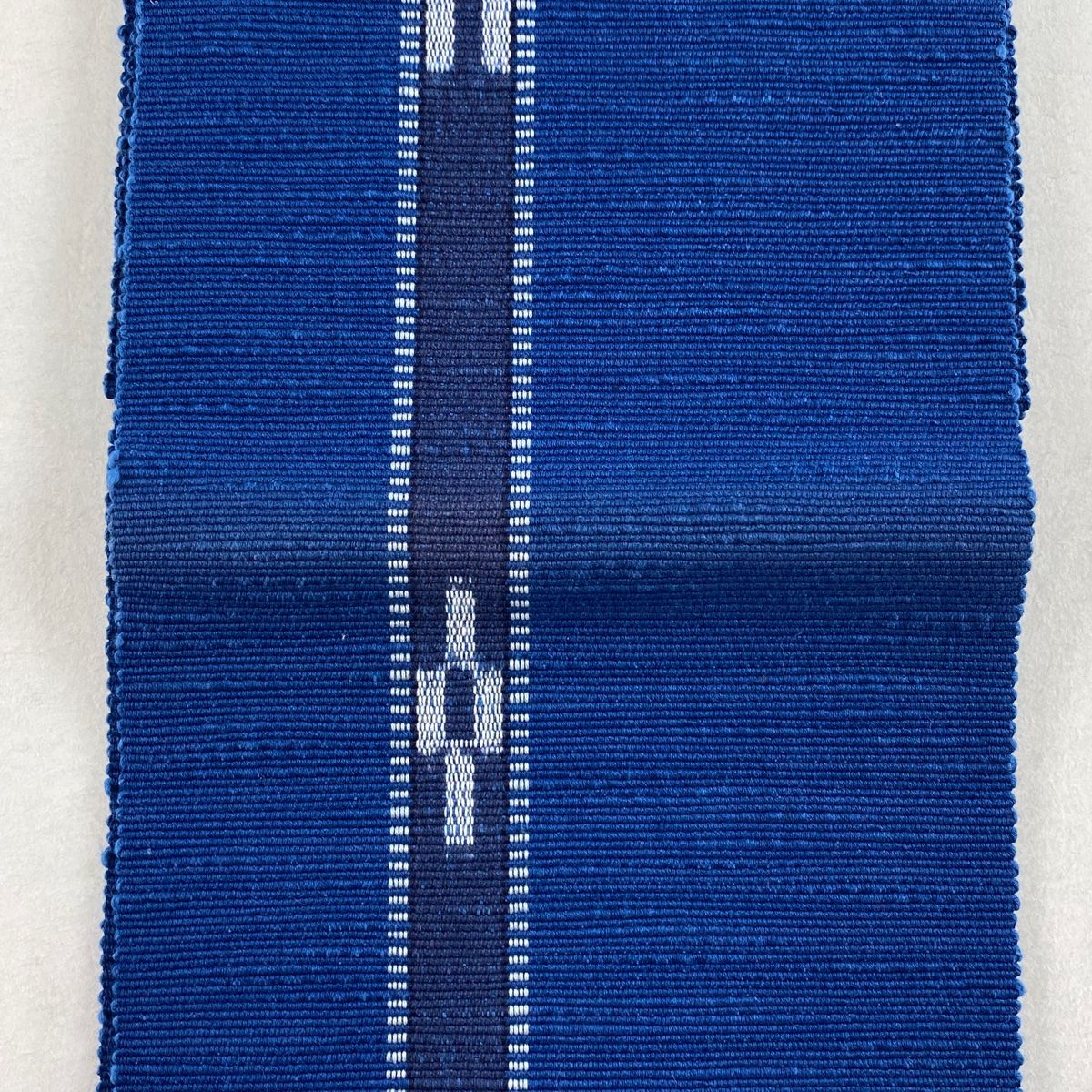 【山藍】　山藍オリジナル 「絣半幅帯」 久留米絣　証紙付　(未仕立て) 山藍】 山藍オリジナル 「絣半幅帯」 久留米絣 証紙付 (未仕立て)