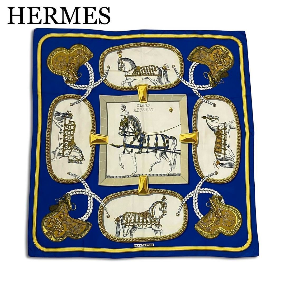 HERMES エルメス カレ90 スカーフ GRAND APPARAT 盛装の馬 シルク100