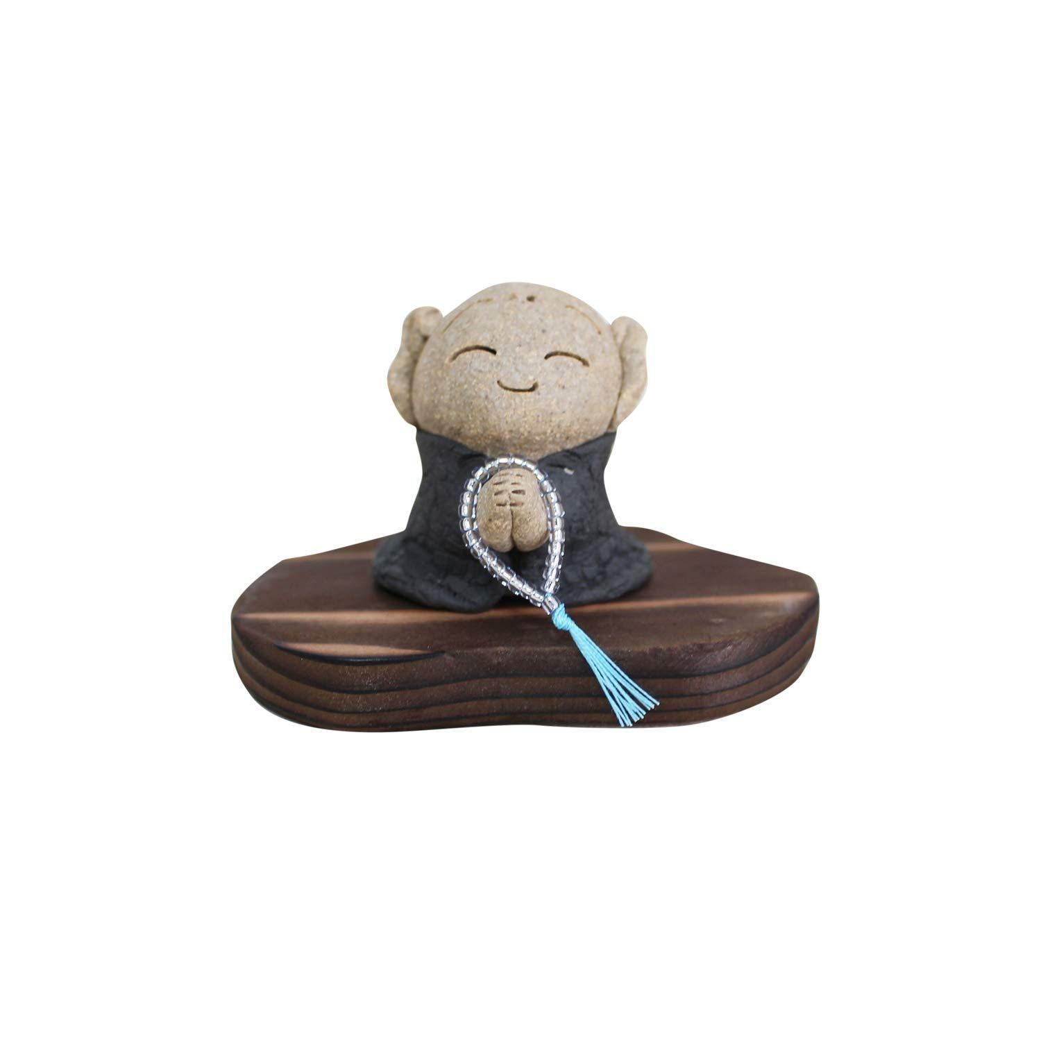【新着商品】ミニ骨壷 日本製 有田焼 祈り地蔵 mini 袈裟 黒色 無垢 マフラー付き 遺骨入れ 台座