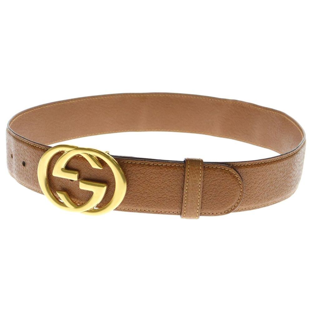GUCCI グッチ インターロッキングG ベルト ブラウン ゴールド金具 レザー 037 01|13 1510