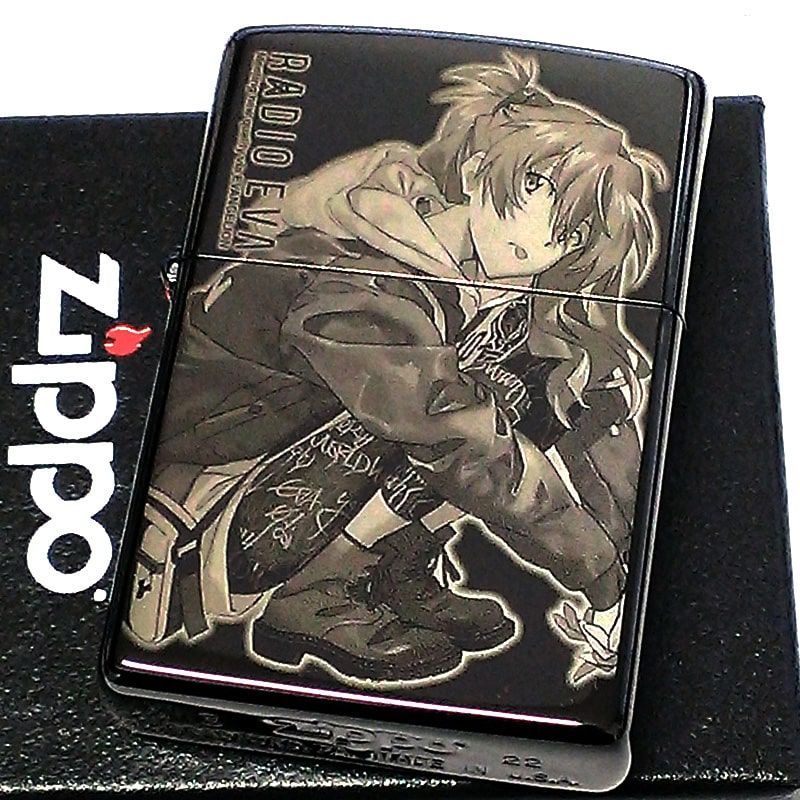 ZIPPO ライター エヴァンゲリオン 限定 RADIO EVA 綾波レイ ジッポ ブラックチタンコート シリアル入り 黒 レーザー彫刻アニメ - 雑貨