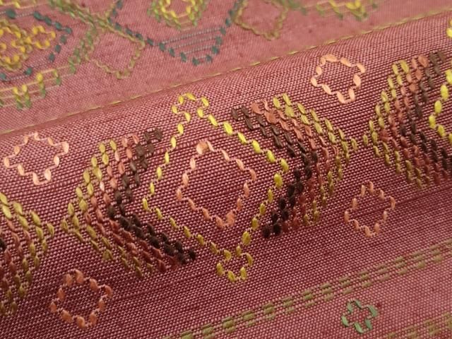 平和屋本店■極上　本場琉球　読谷山花織　紬地　九寸名古屋帯　逸品　未使用　CZAA2627s5 平和屋本店□極上 本場琉球 読谷山花織 紬地 九寸名古屋帯 逸品 未使用