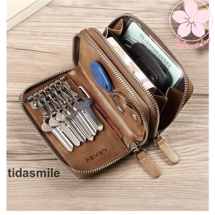 キーケース スマートキーケース ダブルファスナー 本革 メンズ