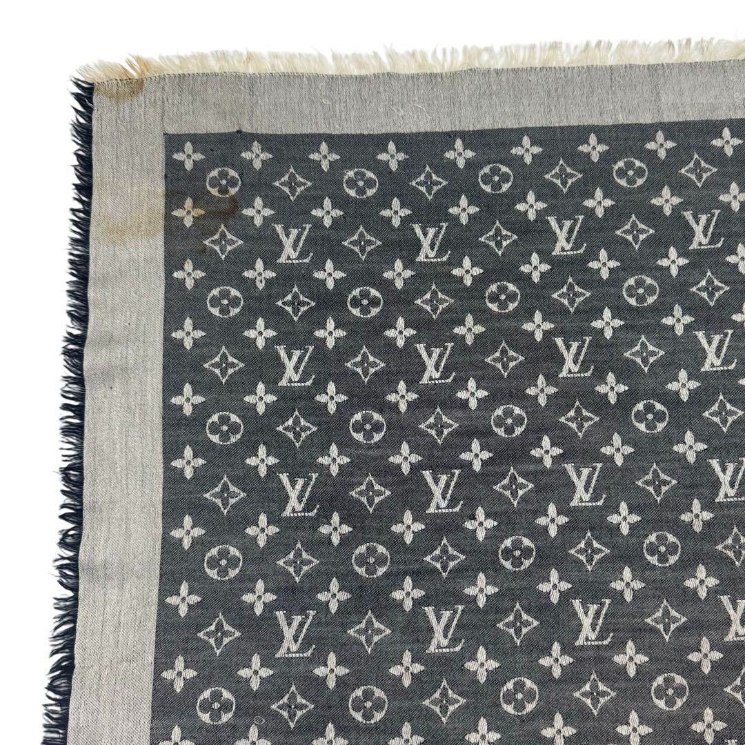 ルイヴィトン モノグラム シャイン シルク ウール 大判ストール グレー LOUIS VUITTON ルイヴィトン シルク ウール 大判 モノグラム