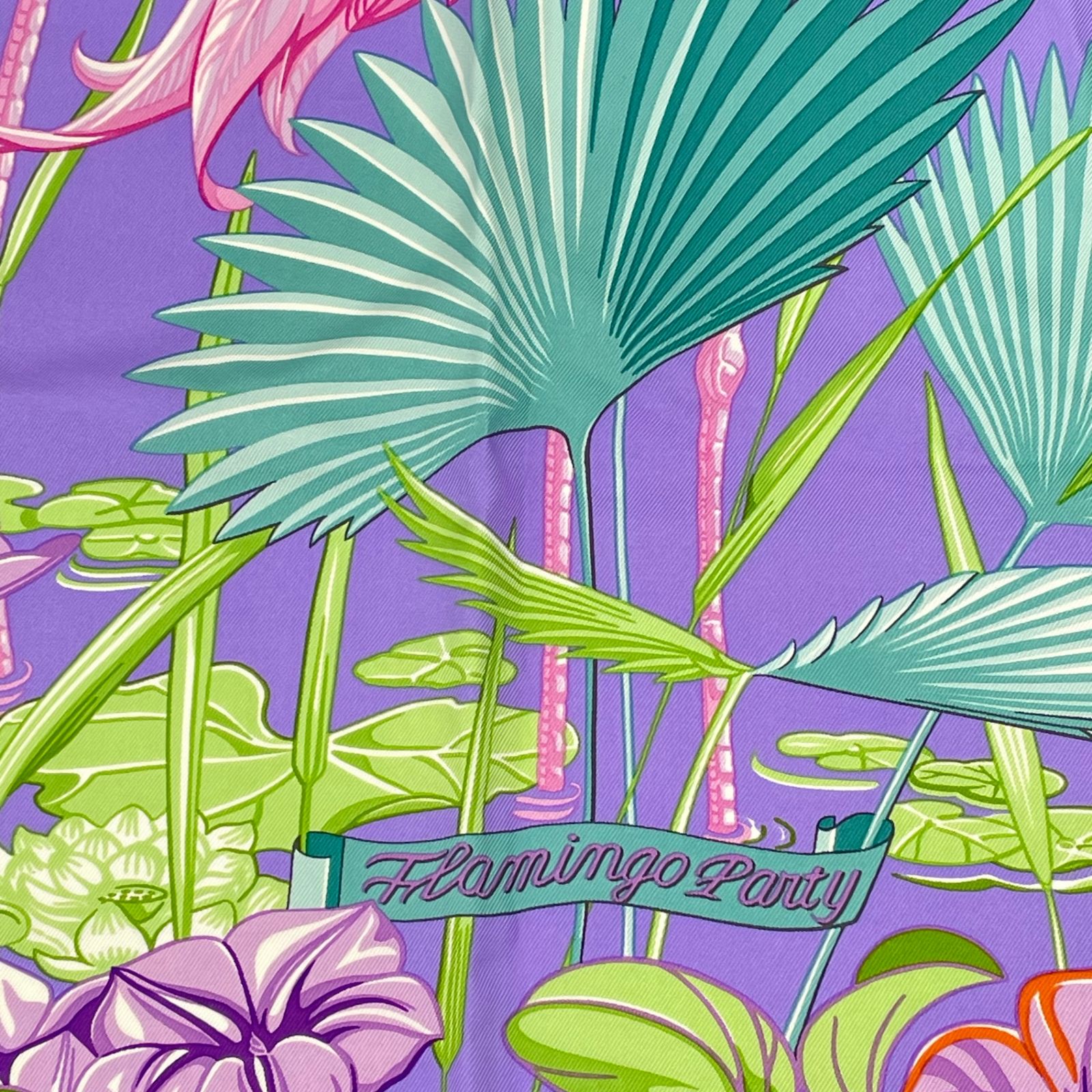 極美品 HERMES エルメス スカーフ カレ90 シルク Flamingo Party 