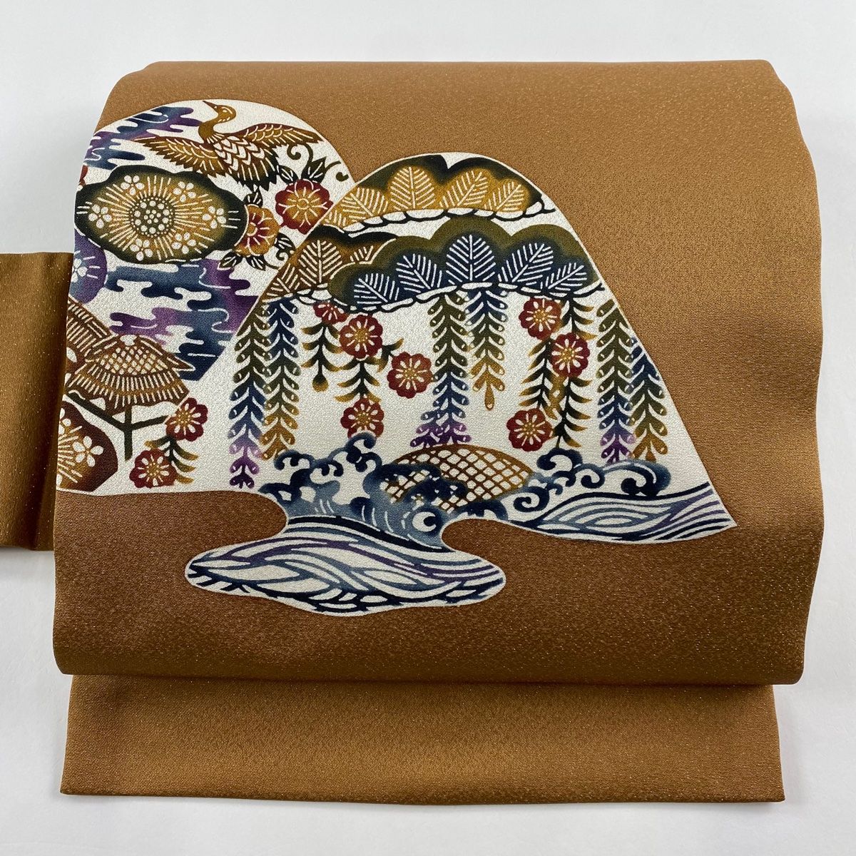 名古屋帯 美品 秀品 落款 松葉仕立て 八寸名古屋帯 紬地 渡