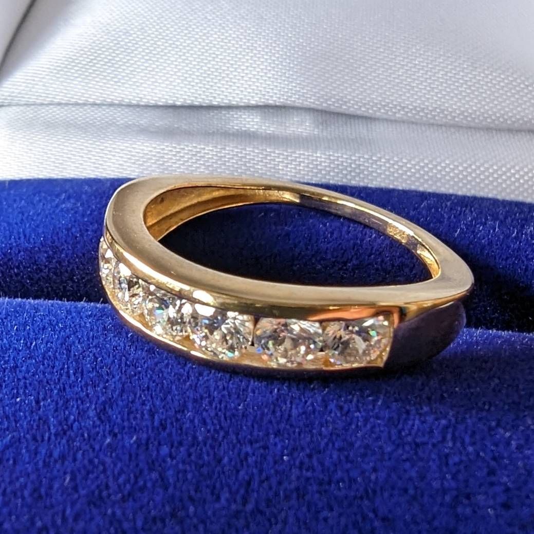 英国ヴィンテージジュエリー キュービックジルコニア ギルト純銀リング 指輪