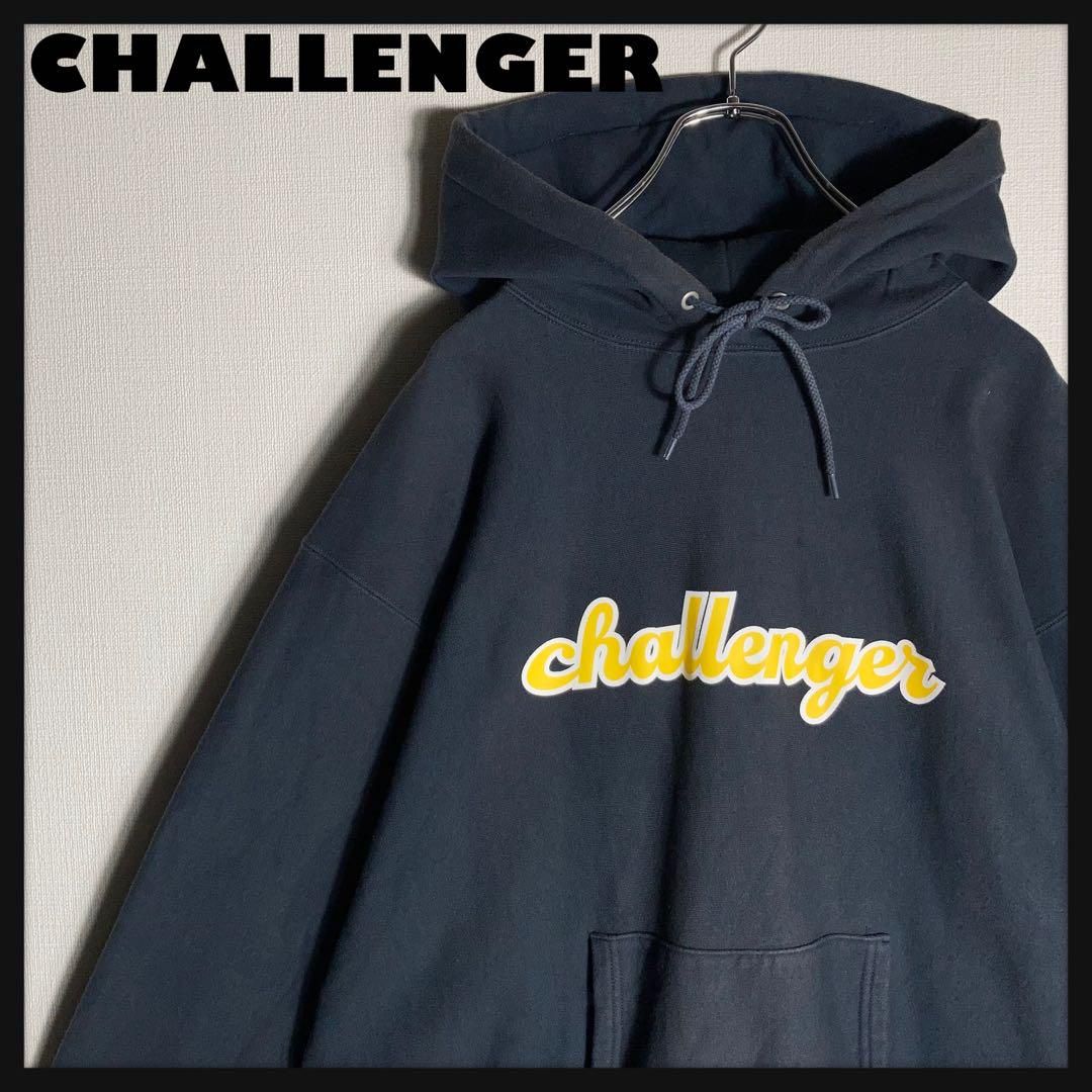 CHALLENGER プルオーバーパーカー ビッグロゴ 紺 L CHALLENGER プルオーバーパーカー ビッグロゴ 紺 L - メルカリ