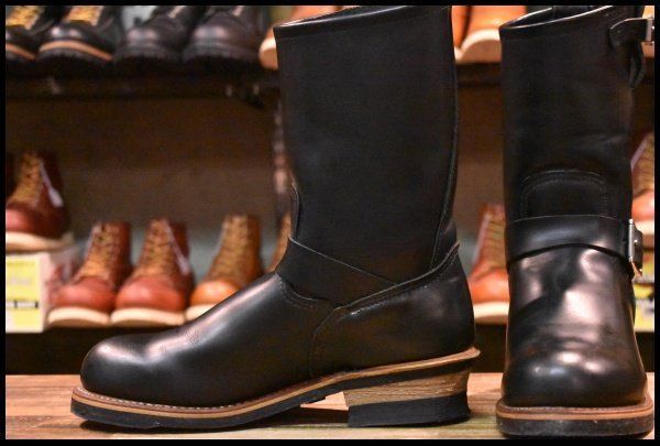 【8.5D 美品 旧シルエット 06年】レッドウィング 2268 エンジニア 黒 ブラック スチールトゥ プルオン ブーツ redwing HOPESMORE【EF239】