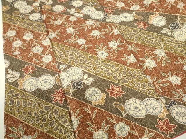 平和屋着物○上質な色無地 辻が花地紋 黄海松茶色 正絹 逸品 CAAX4678ut