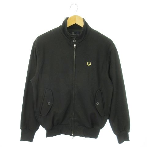 フレッドペリー FRED PERRY トラックジャケット ジャージ スタンド ダブルジップ ロゴ刺繍 XS 黒 ブラック AO22 GY42