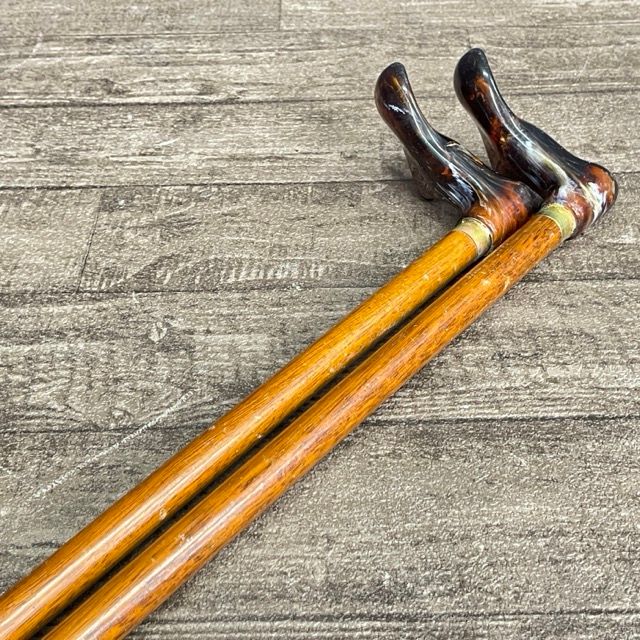 ストレートステッキ 2本セット ウッドステッキ 杖 全長約89cm 歩行補助 | 513760