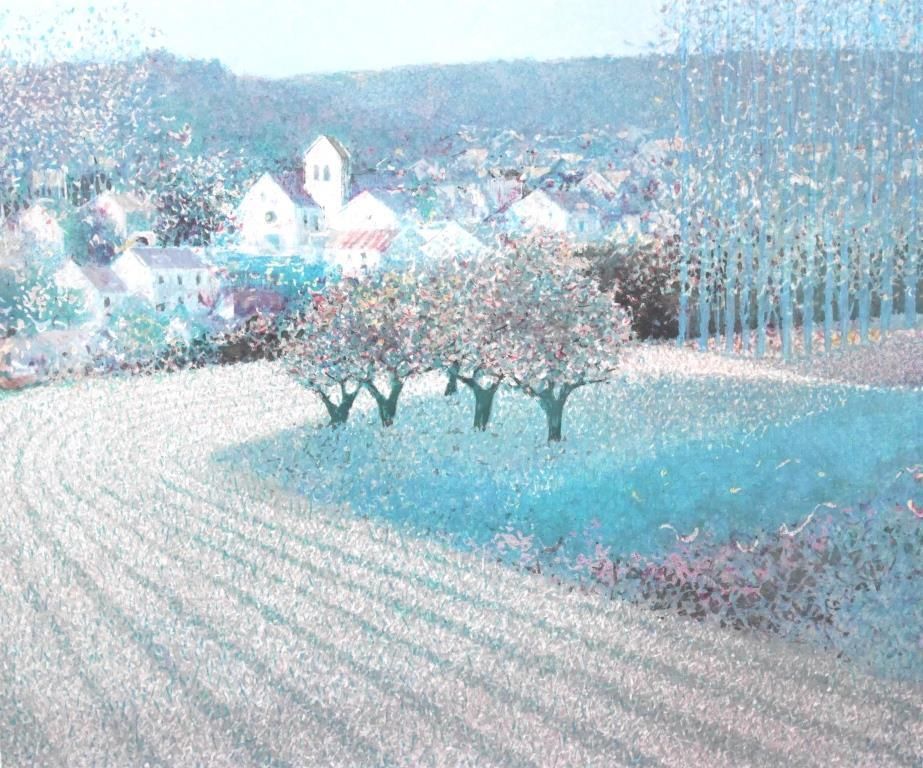 アンドレ・ブーリエ　風景　リトグラフ　直筆サイン　シリアル　大型　フランス　絵画 アンドレ・ブーリエ 風景 リトグラフ 直筆サイン シリアル 大型