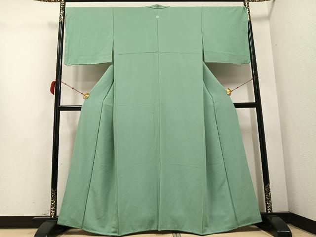 今すぐ一括検索！必見。 平和屋着物●上質な色無地 山葵色 正絹 AABC1736ph