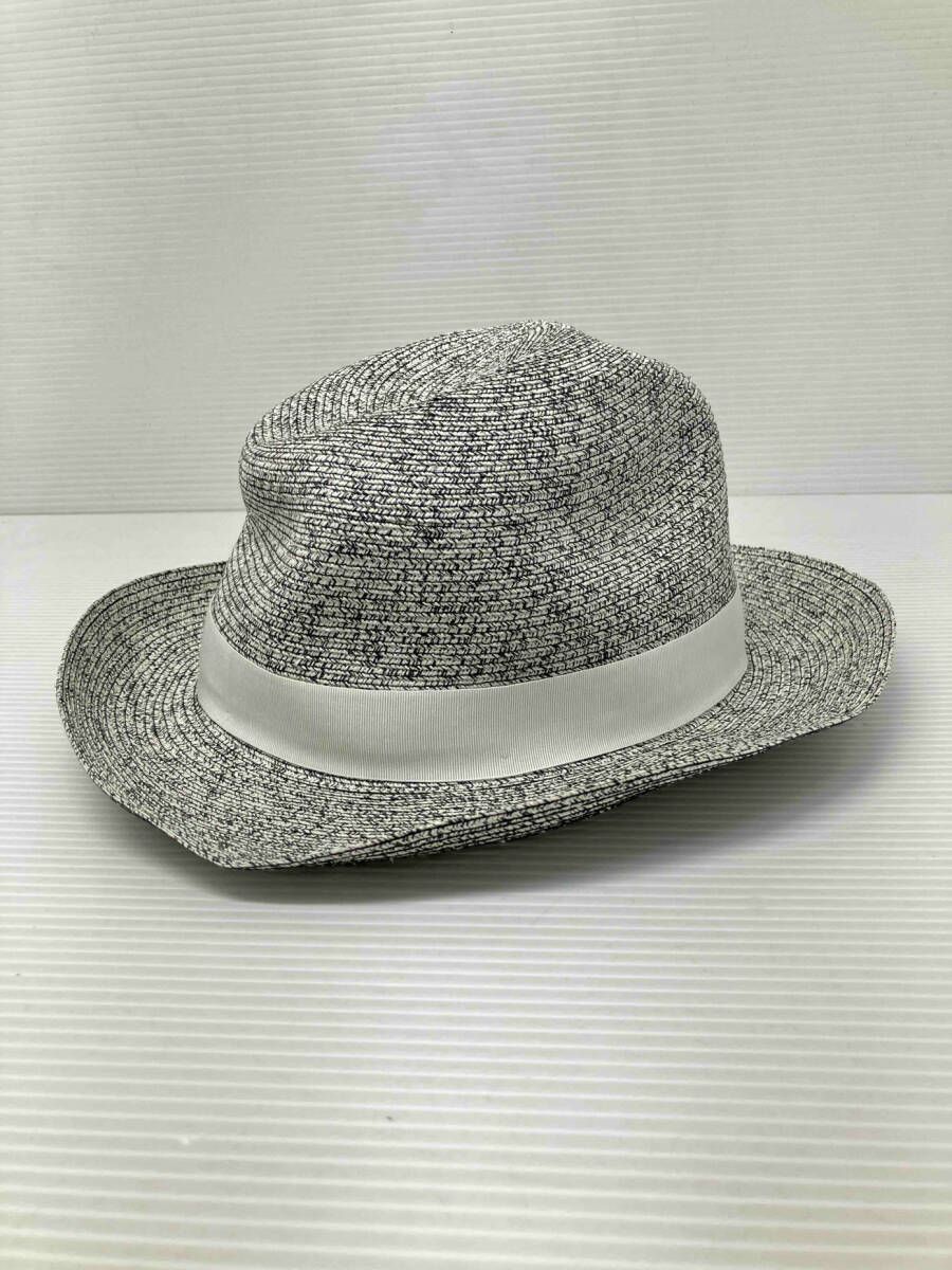 Borsalino ボルサリーノ ストローハット 麦わら帽子 イタリア製 サイズ59cm グレー 通年