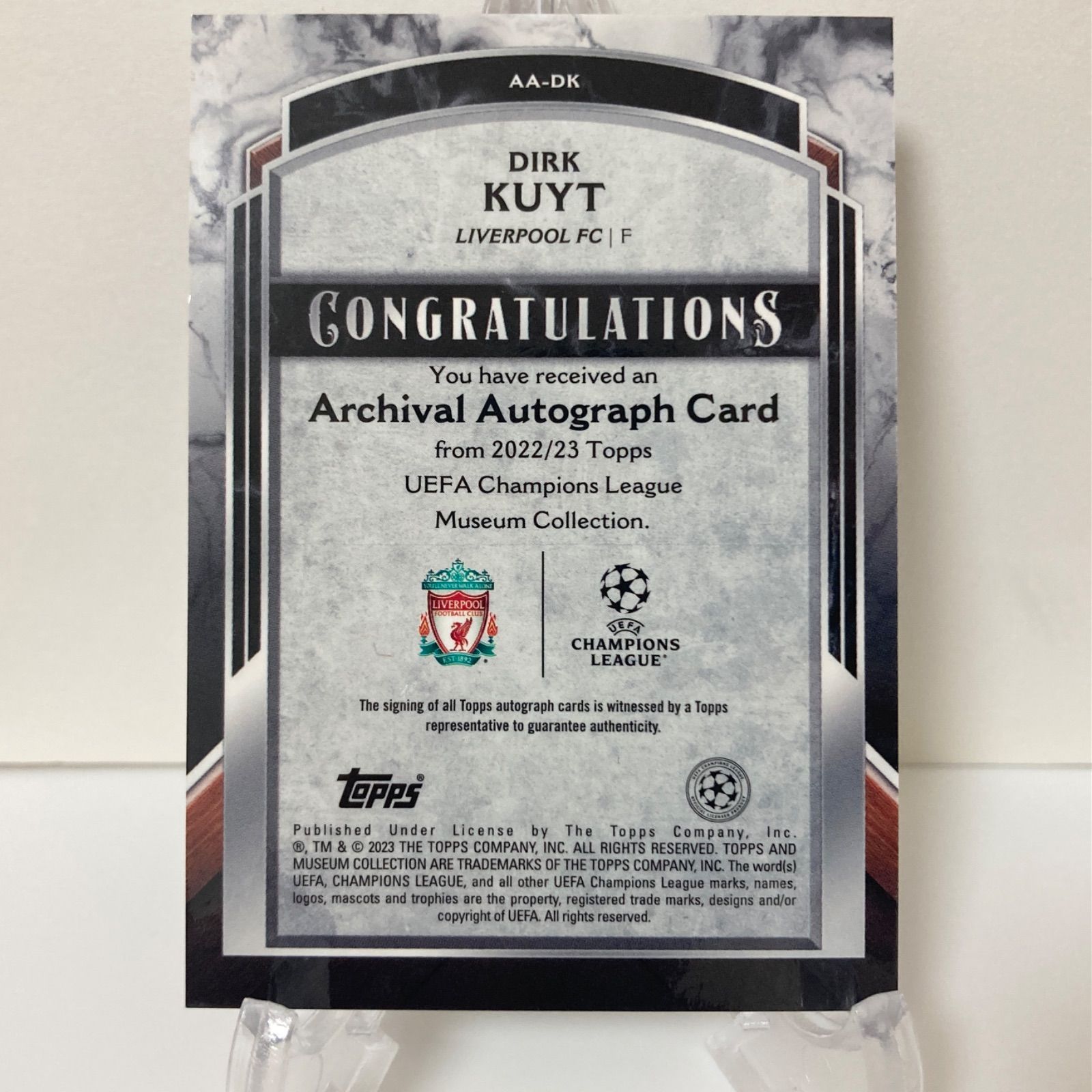 ディルク・カイト 直筆サイン 限定99枚 2022-23 Topps Museum