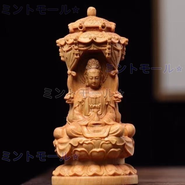【修縁堂】 仏教美術 精密彫刻 仏像 手彫り 彩繪 地蔵菩薩 娑婆三聖 地蔵王菩薩 地蔵 菩薩 娑婆三聖 ミニ 手のひら 木造 仏像