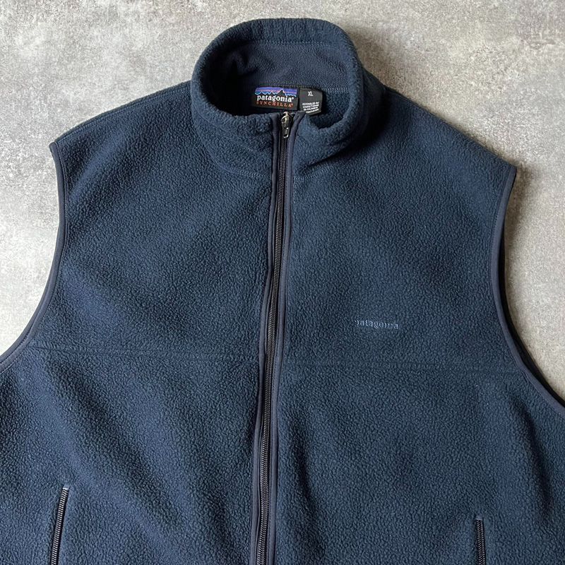 00年製 Patagonia フルジップ シンチラ フリース ベスト XL / 00s 00年代 オールド パタゴニア ハイネック ネイビー 無地 -  メルカリ