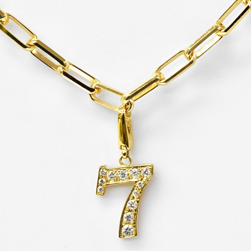 新品 K18 ナンバー7 ダイヤモンド ペンダントトップ ネックレス
