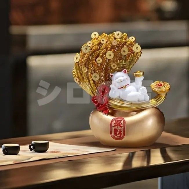 招き猫 猫 ネコ 大麦 ゴールド 金 置物 オブジェ スピリチュアル 瞑想 禅 幸運 開運 浄化 幸運 開運 厄除け 御守 招福 癒し インテリア 寝室 NEXPOTALLINN_EU