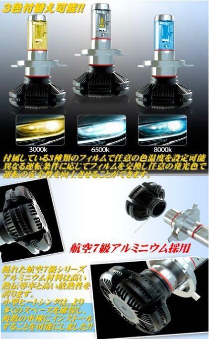 最強12000LM Philips LEDヘッドライトHB3 3色着替イエロー青