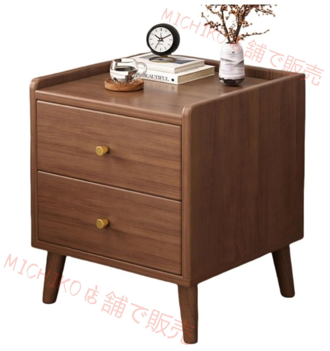 ナイトテーブル ベッドテーブル ベッドサイドテーブル ダブル引き出し ベッドサイド収納 組み立て簡単 寝室 リビングルーム ソファサ