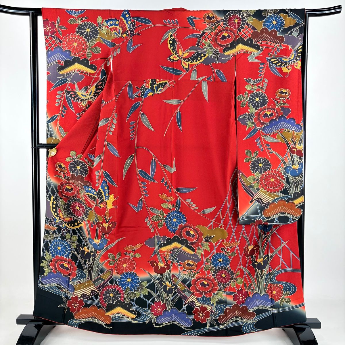 振袖 袷 正絹 金彩 M 金糸 秀品 雲文 身丈160.5cm 秀 身丈165cm S 蝶