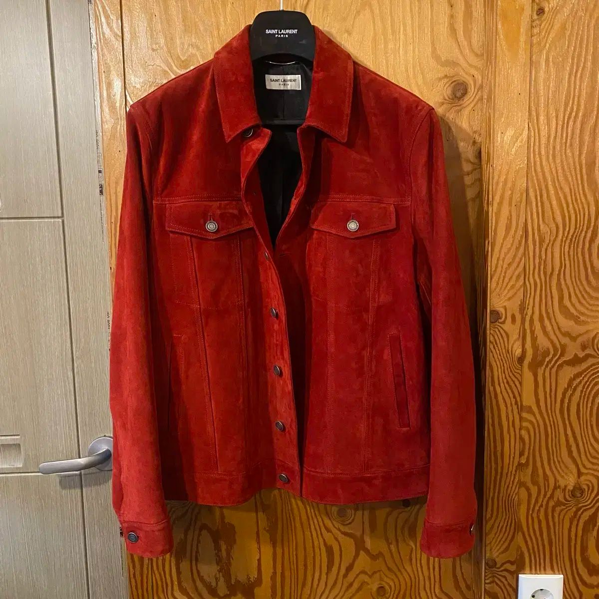 サンローラン スエード ジャケット 赤 Saint Laurent(サン・ローラン) レッド スエード ジャケット