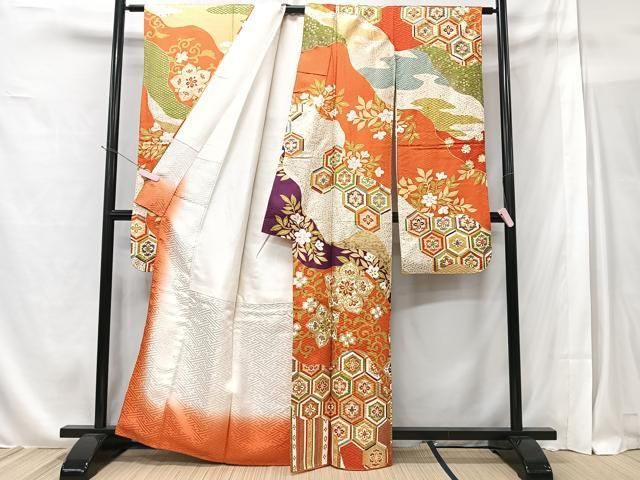 平和屋着物□豪華振袖 駒刺繍 吉祥花唐草文 金彩 正絹 逸品