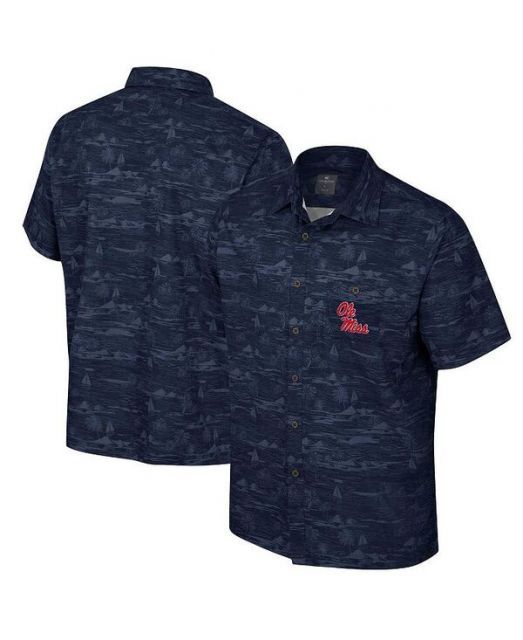 【送料無料】 コロシアム メンズ シャツ トップス Men's Navy Ole Miss Rebels Ozark Button-Up Shirt Navy