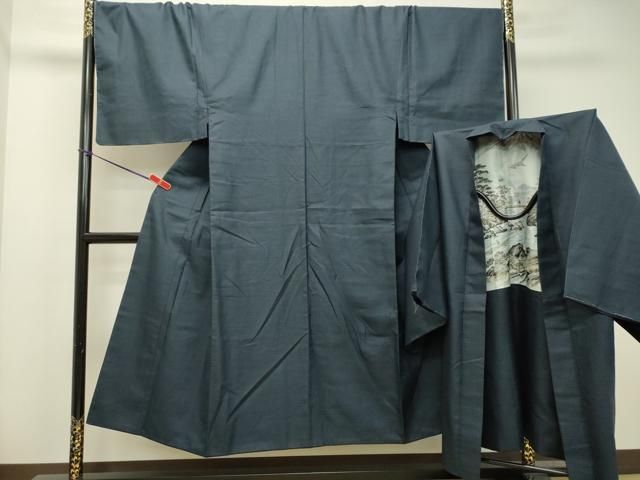 平和屋着物●男性 紬 アンサンブル 100亀甲 総詰め 正絹 DAAT1134tw