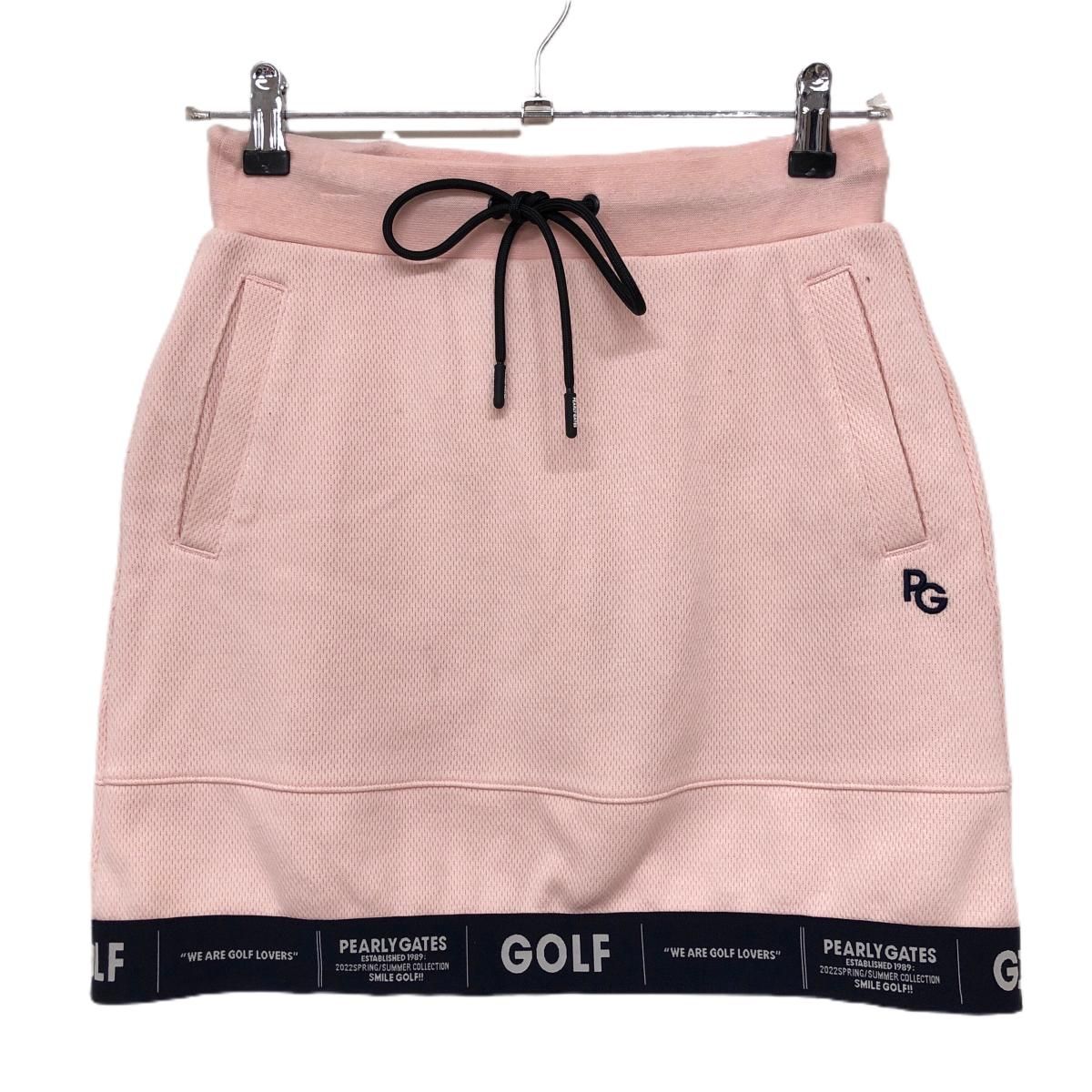 パーリーゲイツ スカート ピンク×ネイビー 織生地 ウエストゴム