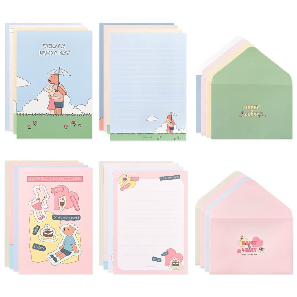 Happy and Lucky セット Memories 8種 Letter 便箋 封筒 Paper Set メモリーズ 類 ハッピーアンドラッキー モノライク