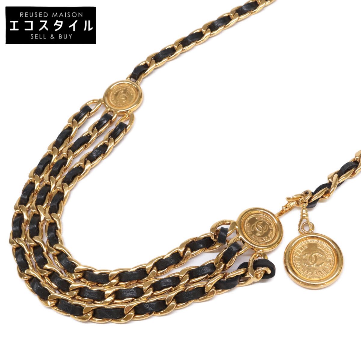 CHANEL シャネル ココマーク チェーン|レザー 3連