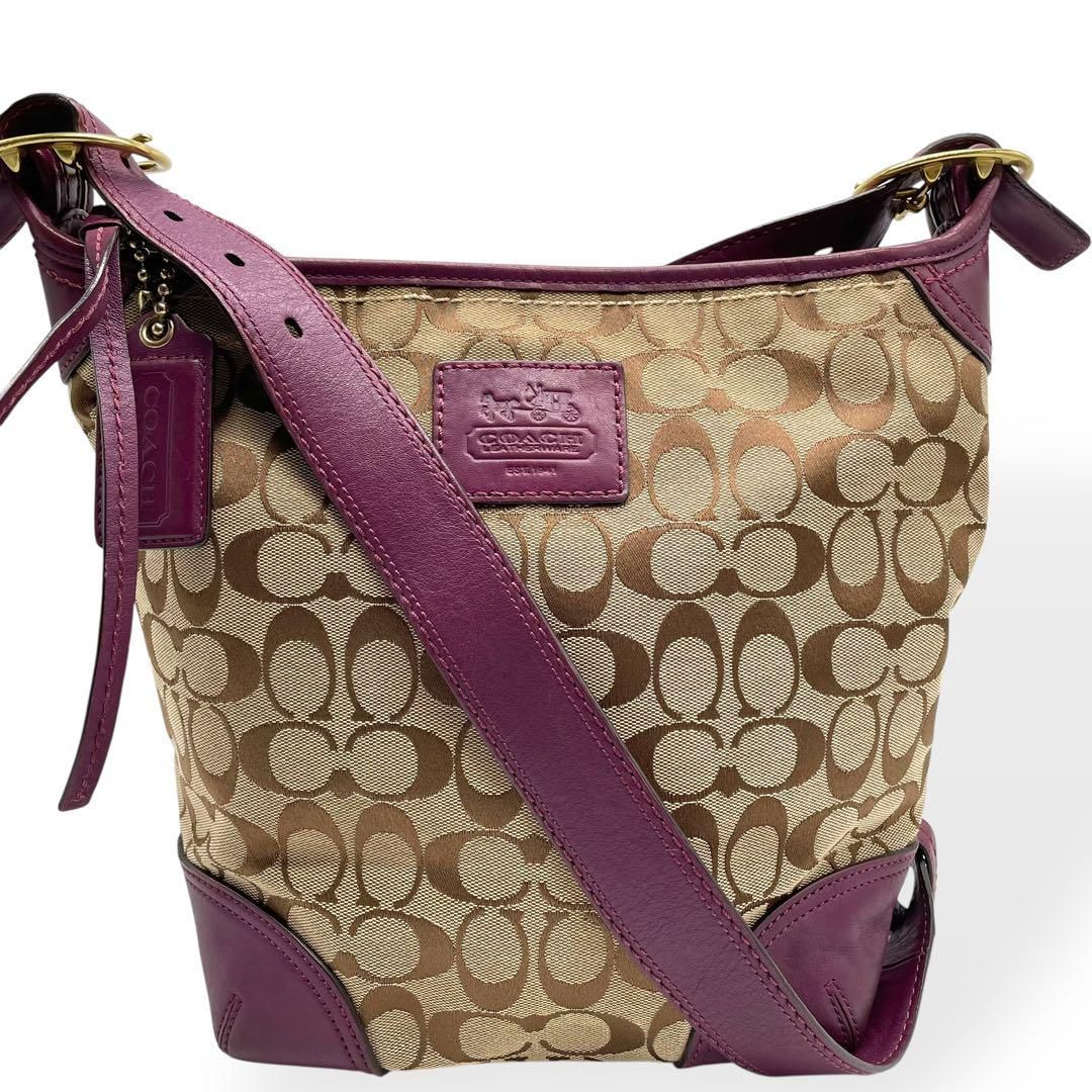 美品 COACH コーチ ショルダーバッグ バケツ シグネチャー