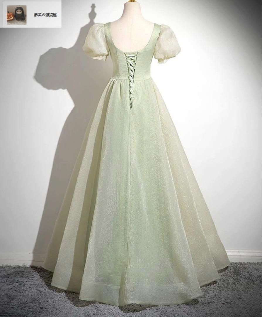 ♥ レディースファッション シンプルオシャレなパフスリーブのイブニングドレス .