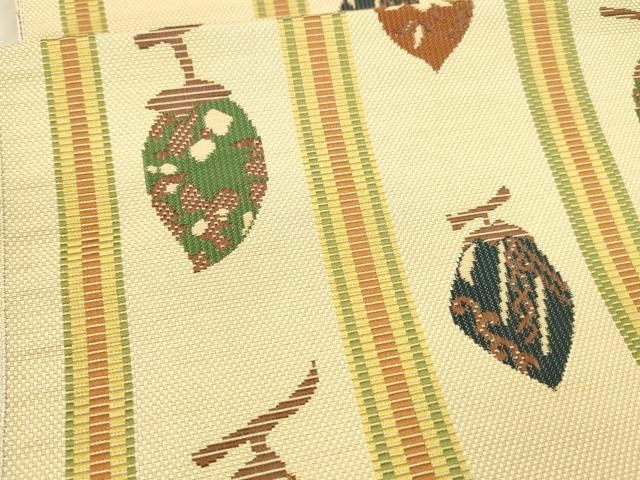 平和屋着物●本場筑前博多織　八寸名古屋帯　成り物草花文　正絹　逸品　DAAX8865cm 平和屋着物○本場筑前博多織 八寸名古屋帯 成り物草花文 正絹