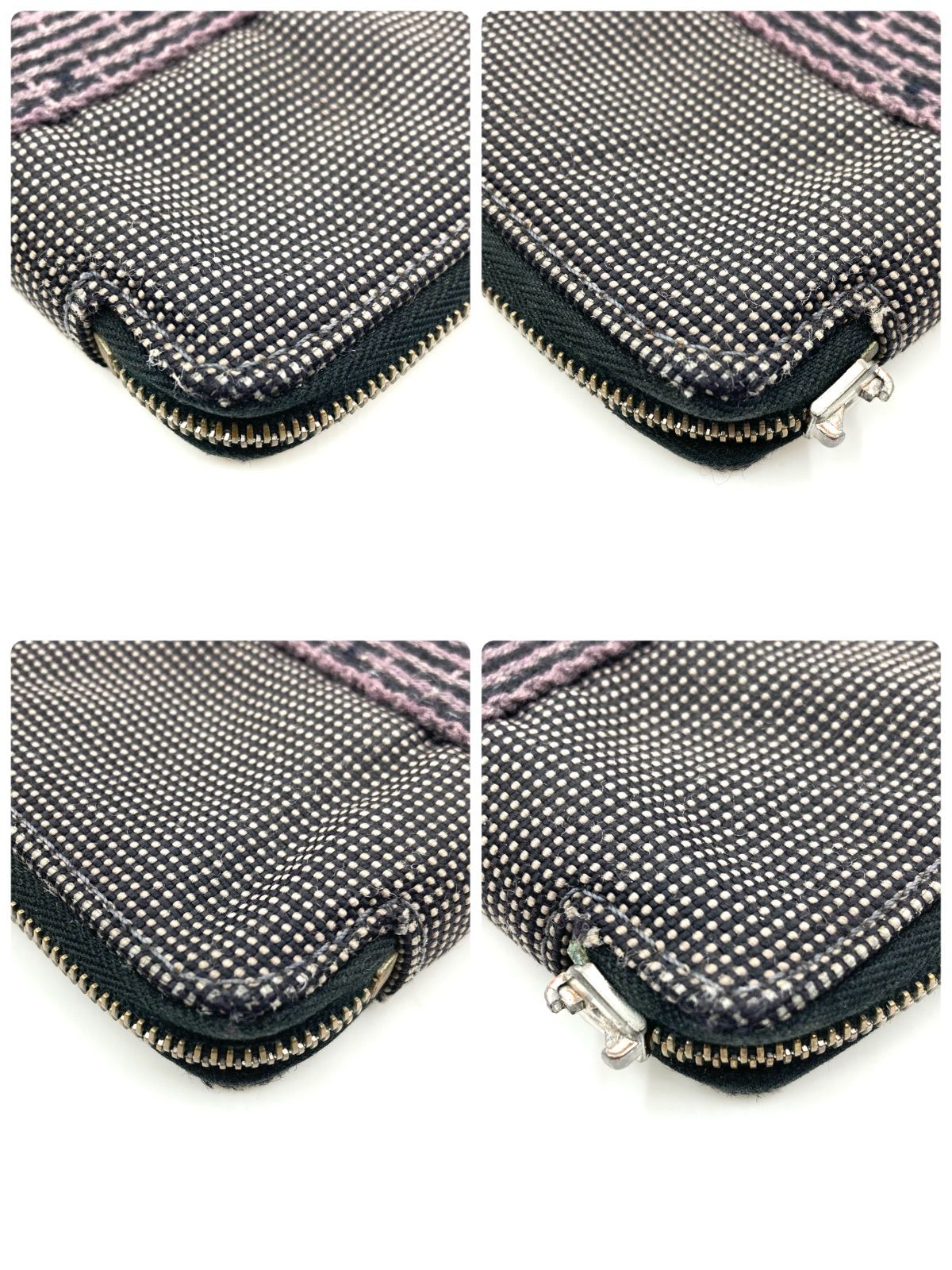 【美品】　HERMES　エルメス　エールライン　パース　PM　ラウンドファスナー　２つ折り　財布　グレー HERMES エールライン ラウンドファスナー コインケース キャンバス