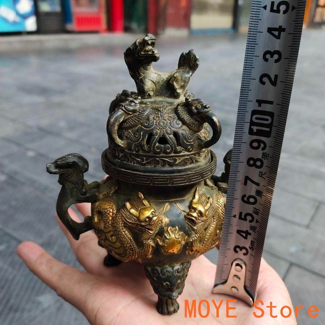 銅 細工 二龍戯珠薫香炉 香道具 仏具 工芸品 美術品 置物 【公式通販】